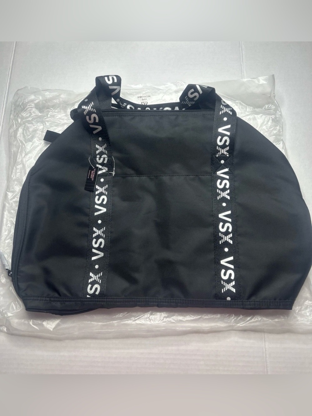 Victoria's Secret VSX Black Duffle Bag Logo Pockets Gym Sports School
